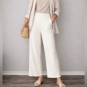 Martha Stewart Cream Wide Leg Stretch Heavy Knit Lounge Pants XL Chic High Waist